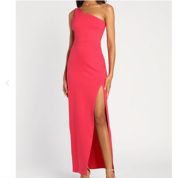 Lulus Good Times Only Hot Pink One-Shoulder Maxi Dress - Picture 1 of 5